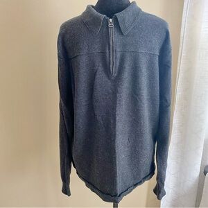 White + Warren Half-Zip Merino Wool Collar Sweater